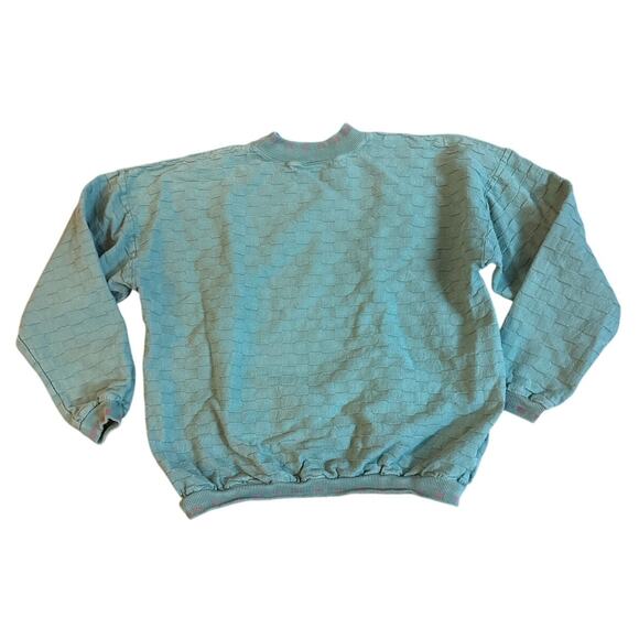 Vintage Wek the World Sweatshirt Size L Green Textured Cotton Made in USA 80s 90 - Picture 2 of 8
